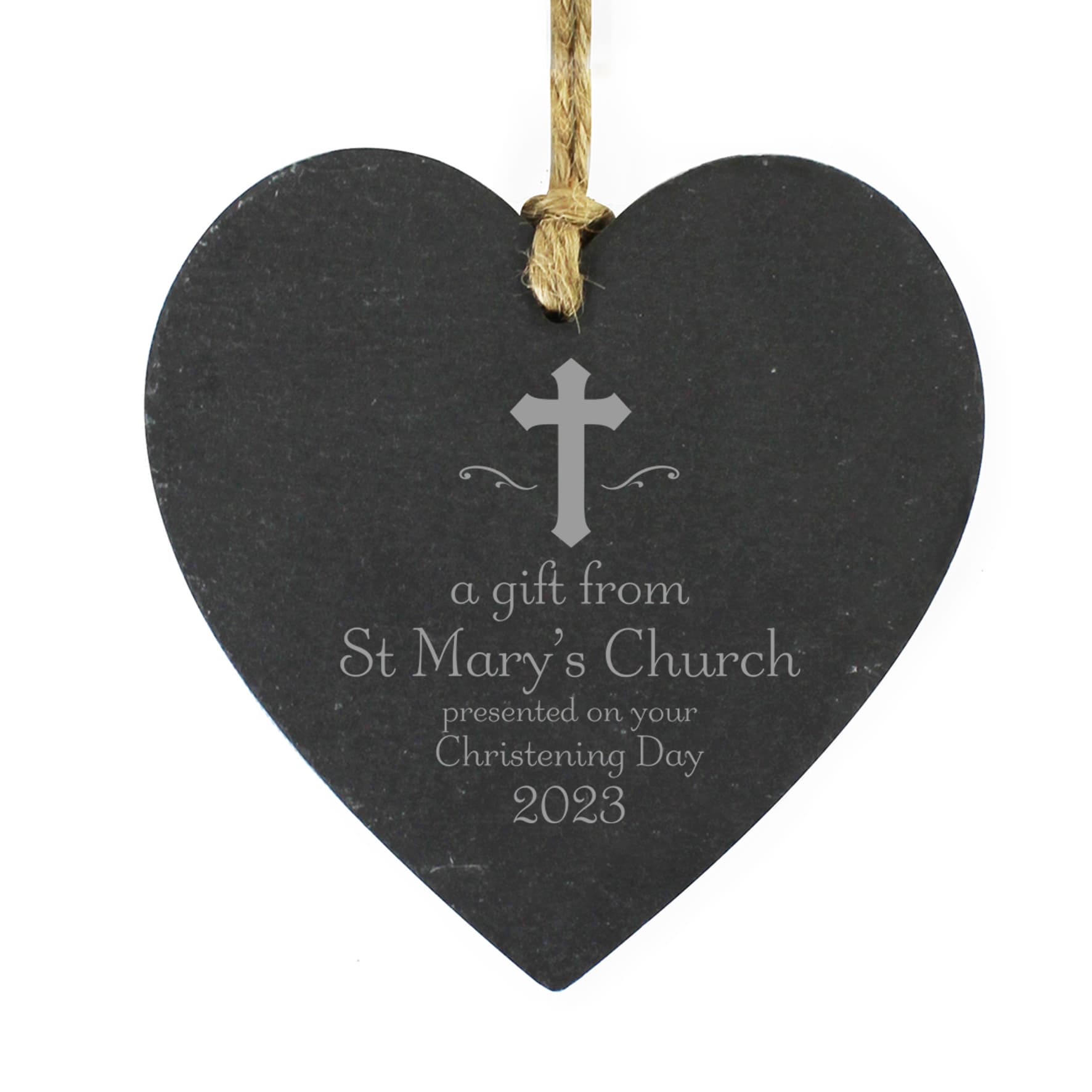 Bespoke Design Engraved Slate Hanging Heart
